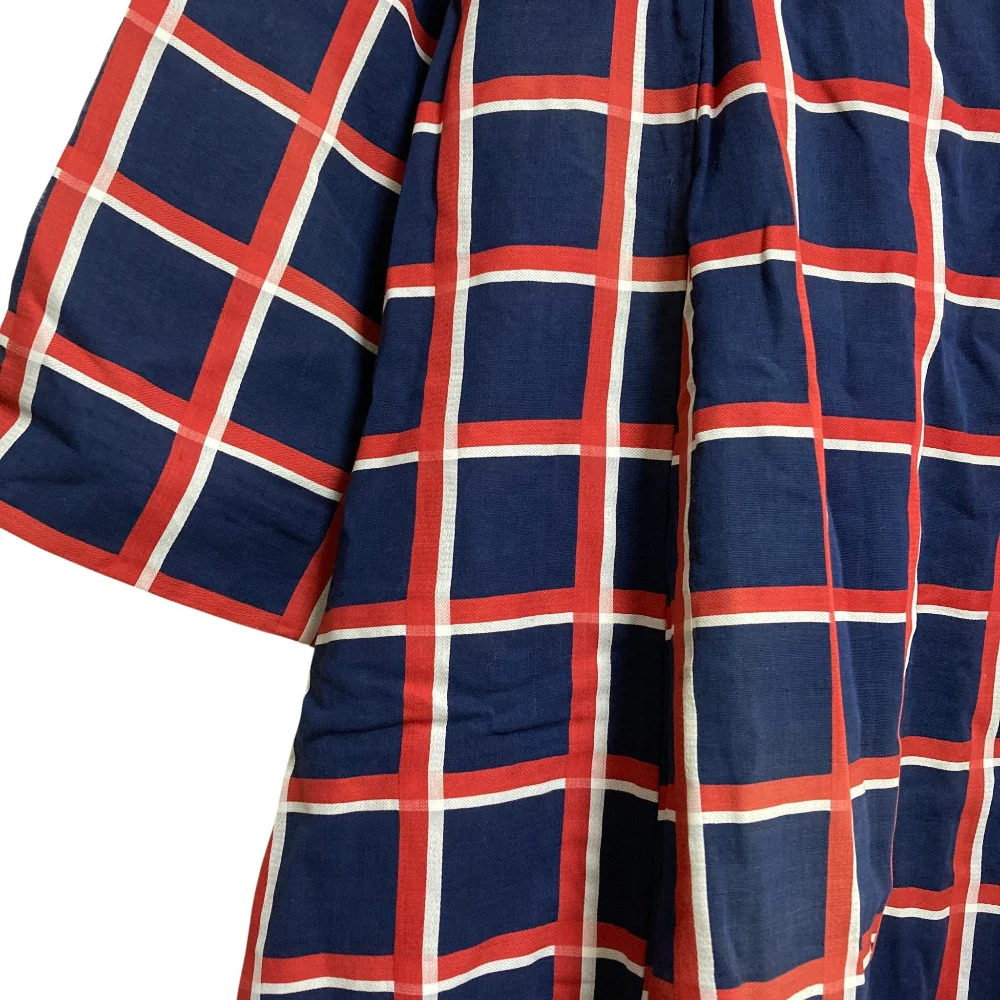 45R Check Cotton Ramie Double Gauze Dress - Image 3