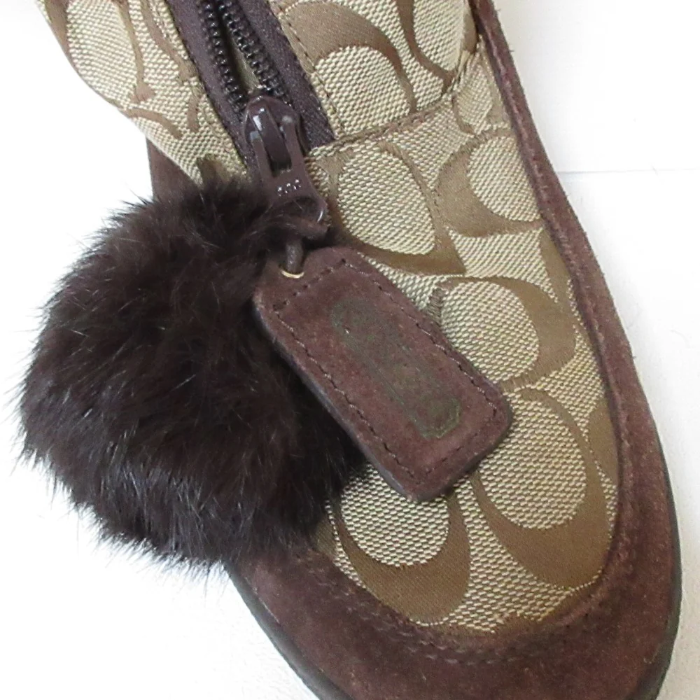 Coach Signature Rabbit Fur Long Boots - Image 11