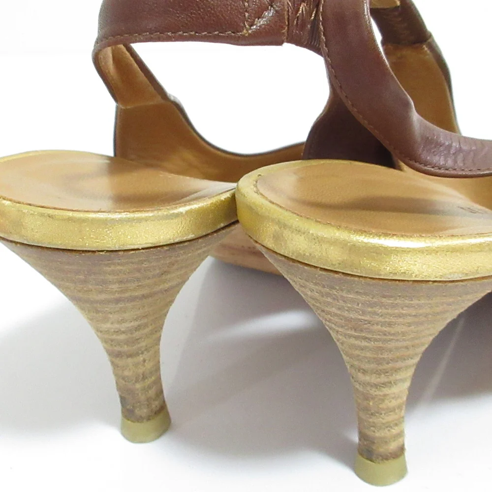 Hermès Leather Open Toe Slingback Pumps - Image 16