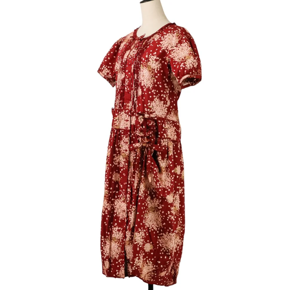 PINK HOUSE Flower Print Lace Pleated Long Dress - Image 2