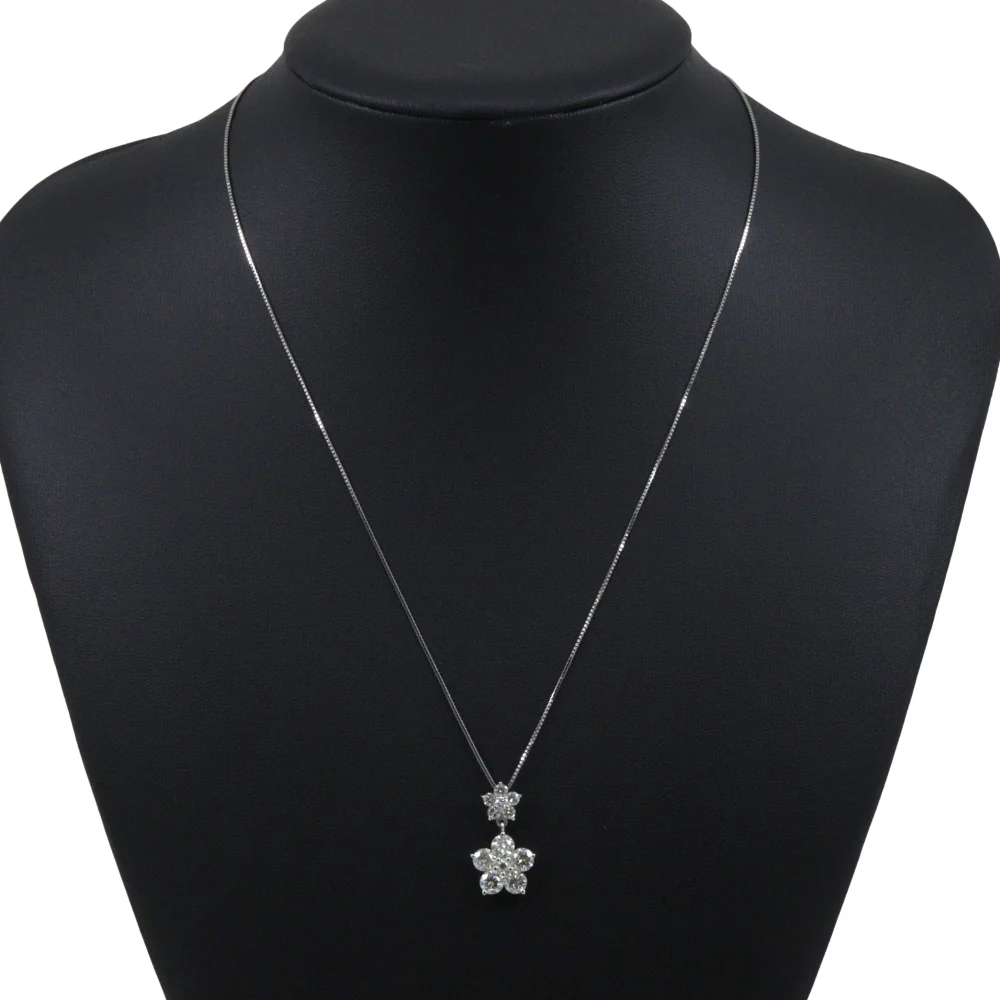 Platinum Diamond Flower Necklace - Image 2